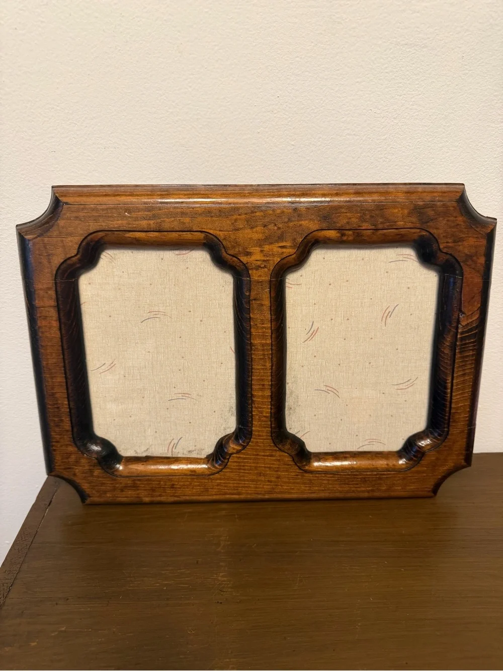 Classic Brown Wood Double Photo Frame